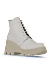 Bueno Shoes Bej Deri Kadın Dolgu Topuklu Bot 01wz8402