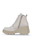 Bueno Shoes Bej Deri Kadın Dolgu Topuklu Bot 01wz8402