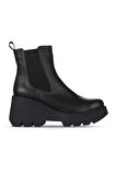 Bueno Shoes Siyah Deri Kadın Dolgu Topuklu Bot 01wz8403