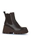 Bueno Shoes Kahverengi Deri Kadın Dolgu Topuklu Bot 01wz8403