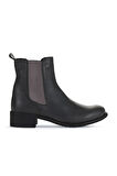 Bueno Shoes Gri Koyu Deri Kadın Topuklu Bot 01wz7404