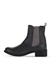Bueno Shoes Gri Koyu Deri Kadın Topuklu Bot 01wz7404