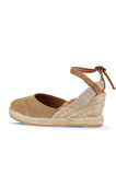 Bueno Shoes Naturel Süet Kadın Dolgu Topuklu Sandalet 14ws7205