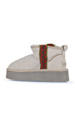 Bueno Shoes Bej Süet Kadın Dolgu Topuklu Bot 05ag2094054