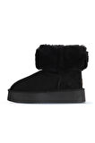 Bueno Shoes Siyah Süet Kadın Dolgu Topuklu Bot 05ag2024054