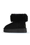 Bueno Shoes Siyah Süet Kadın Dolgu Topuklu Bot 05ag2024054