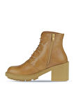 Bueno Shoes Sarı Deri Kadın Topuklu Bot 01wz7904