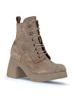 Bueno Shoes Vizon Süet Kadın Topuklu Bot 01wz7001