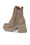 Bueno Shoes Vizon Süet Kadın Topuklu Bot 01wz7001
