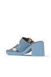 Bueno Shoes Mavi Deri Kadın Topuklu Terlik 01wa1701