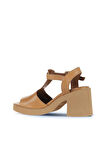 Bueno Shoes Taba Deri Kadın Topuklu Sandalet 01wa1702