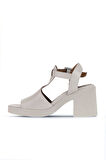Bueno Shoes Gri Deri Kadın Topuklu Sandalet 01wa1702