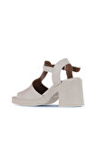 Bueno Shoes Gri Deri Kadın Topuklu Sandalet 01wa1702