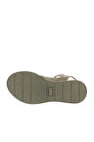 Bueno Shoes Haki Deri Kadın Dolgu Topuklu Sandalet 01wy8205
