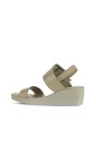 Bueno Shoes Haki Deri Kadın Dolgu Topuklu Sandalet 01wa0400