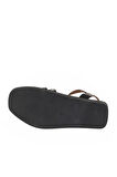 Bueno Shoes Siyah Deri Kadın Düz Sandalet 01ws2812