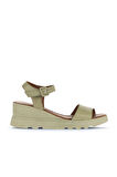 Bueno Shoes Haki Deri Kadın Dolgu Topuklu Sandalet 01wa0507