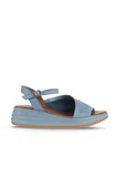 Bueno Shoes Mavi Deri Kadın Dolgu Topuklu Sandalet 01wa2402