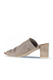 Bueno Shoes Gri Deri Kadın Topuklu Terlik 01wn1503