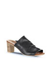Bueno Shoes Siyah Khv-bej Deri Kadın Topuklu Terlik 01wn1503