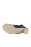 Bueno Shoes Siyah Khv-bej Deri Kadın Topuklu Terlik 01wn1503