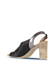 Bueno Shoes Siyah Deri Kadın Topuklu Sandalet 01wn4304