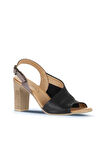Bueno Shoes Siyah Deri Kadın Topuklu Sandalet 01wn4304
