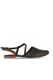 Bueno Shoes Siyah Deri Kadın Düz Sandalet 01wa3302