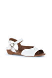 Bueno Shoes Beyaz Deri Kadın Düz Sandalet 01wa4402