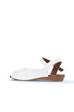 Bueno Shoes Beyaz Deri Kadın Düz Sandalet 01wa4402