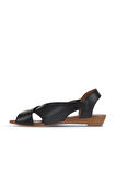 Bueno Shoes Siyah Deri Kadın Düz Sandalet 01wa4405