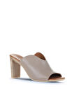 Bueno Shoes Gri Deri Kadın Topuklu Terlik 01wn4105