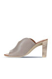Bueno Shoes Gri Deri Kadın Topuklu Terlik 01wn4105