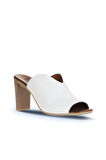 Bueno Shoes Beyaz Deri Kadın Topuklu Terlik 01wn4105