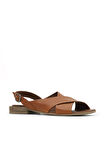 Bueno Shoes Taba Koyu Deri Kadın Düz Sandalet 01wq5618