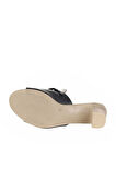 Bueno Shoes Siyah Khv-bej Deri Kadın Topuklu Terlik 01wu9502