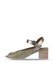 Bueno Shoes Haki Multi Deri Kadın Topuklu Sandalet 01wa2811