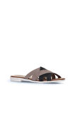 Bueno Shoes Gri Siyah Alf Süet Kadın Düz Terlik 01wa3014