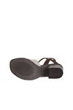 Bueno Shoes Gri Kahve Deri Kadın Topuklu Sandalet 01wa3500