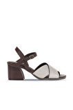 Bueno Shoes Gri Kahve Deri Kadın Topuklu Sandalet 01wa3500