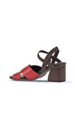 Bueno Shoes Kırmızı Kahve Deri Kadın Topuklu Sandalet 01wa3500