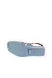 Bueno Shoes Mavi Deri Kadın Dolgu Topuklu Sandalet 01wy2411