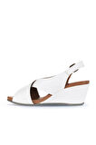 Bueno Shoes Beyaz Deri Kadın Dolgu Topuklu Sandalet 01wj1501