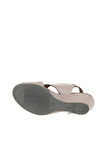 Bueno Shoes Gri Deri Kadın Dolgu Topuklu Sandalet 01wj1501