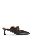Bueno Shoes Siyah Deri Kadın Topuklu Terlik 01wa1301
