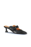 Bueno Shoes Siyah Deri Kadın Topuklu Terlik 01wa1301