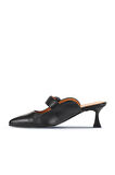 Bueno Shoes Siyah Deri Kadın Topuklu Terlik 01wa1301