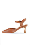 Bueno Shoes Taba Koyu Deri Kadın Topuklu Ayakkabı 01wa1403
