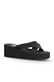 Bueno Shoes Siyah Kum Simli Kadın Dolgu Topuklu Terlik 26wt230064