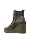 Bueno Shoes Haki Deri Kadın Dolgu Topuklu Bot 01wz8301